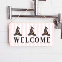 Welcome Witch Hat Twine Sign