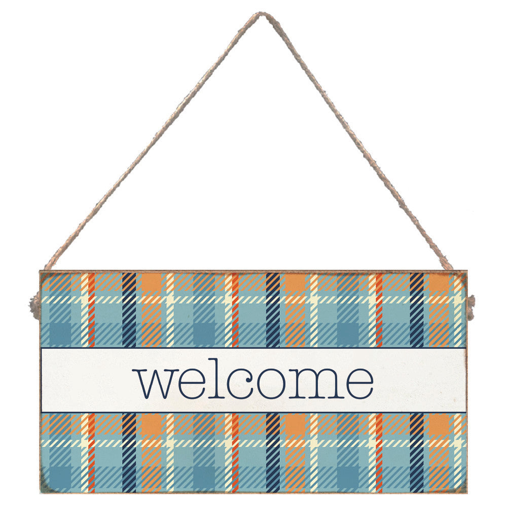 Fall Plaid Welcome Twine Sign