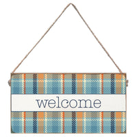 Fall Plaid Welcome Twine Sign