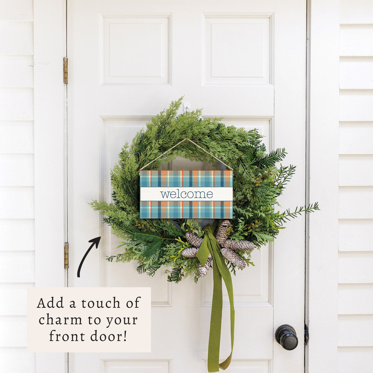 Fall Plaid Welcome Twine Sign