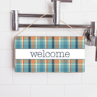 Fall Plaid Welcome Twine Sign