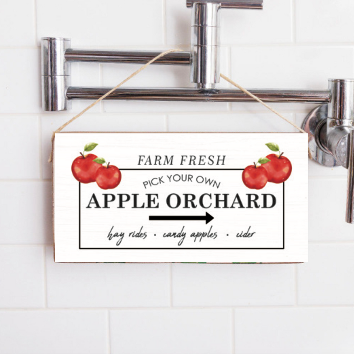 Vintage Apple Orchard Welcome Twine Sign