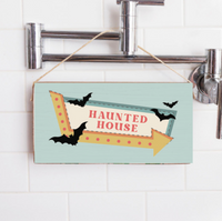 Retro Haunted House Sign Twine Sign