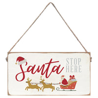 Santa Stop Here Twine Sign