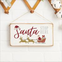 Santa Stop Here Twine Sign