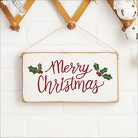 Merry Christmas Holly Leaves Twine Sign