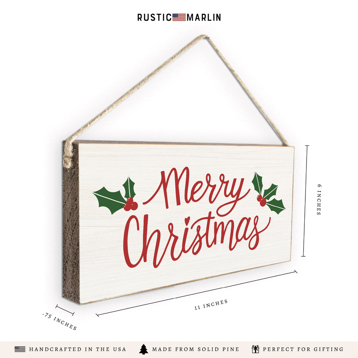 Merry Christmas Holly Twine Sign