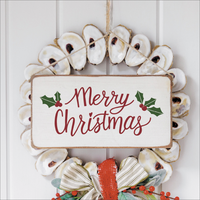 Merry Christmas Holly Leaves Twine Sign