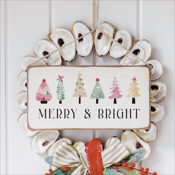 Merry & Bright Festive Christmas Trees Twine Sign