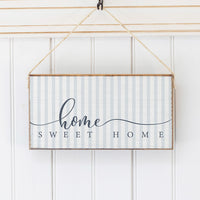 Blue and White Striped Home Sweet Home Twine Sign