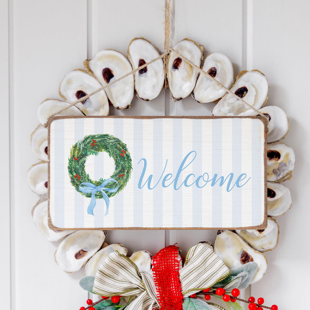 Blue Ribbon Wreath Twine Sign