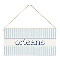 Light Blue Stripes Personalized Twine Sign