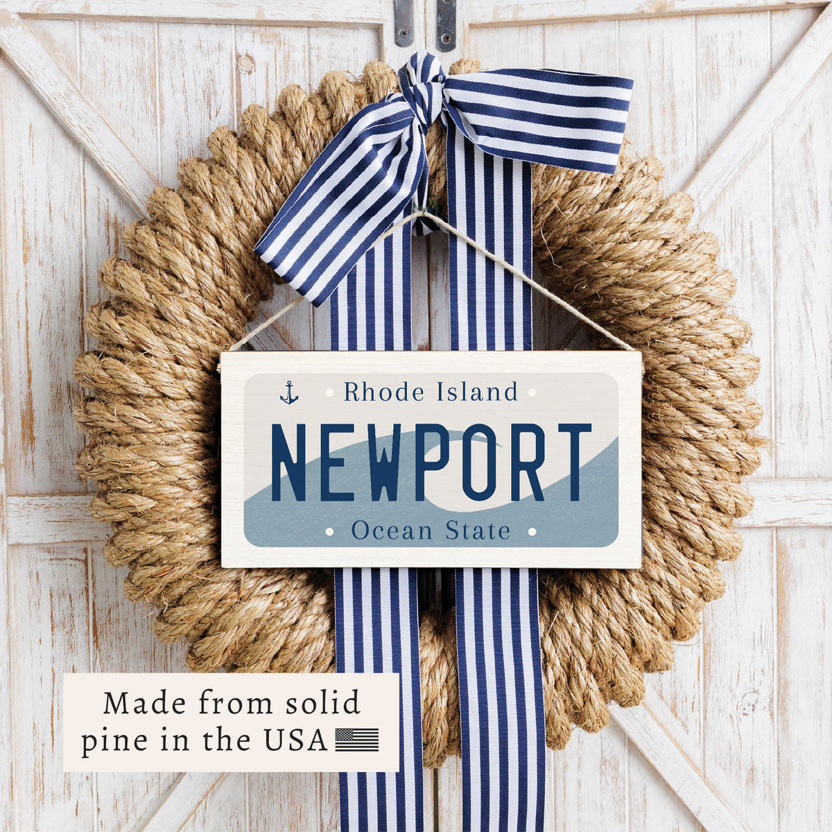 Rhode Island License Plate Personalized Twine Sign