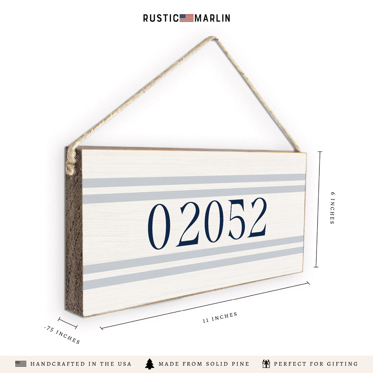 Blue Stripes Personalized Twine Sign
