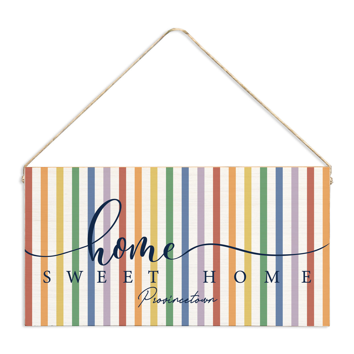 Rainbow Home Sweet Home Personalized Twine Sign