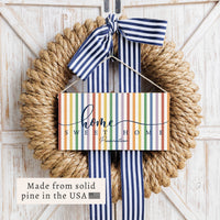 Rainbow Home Sweet Home Personalized Twine Sign