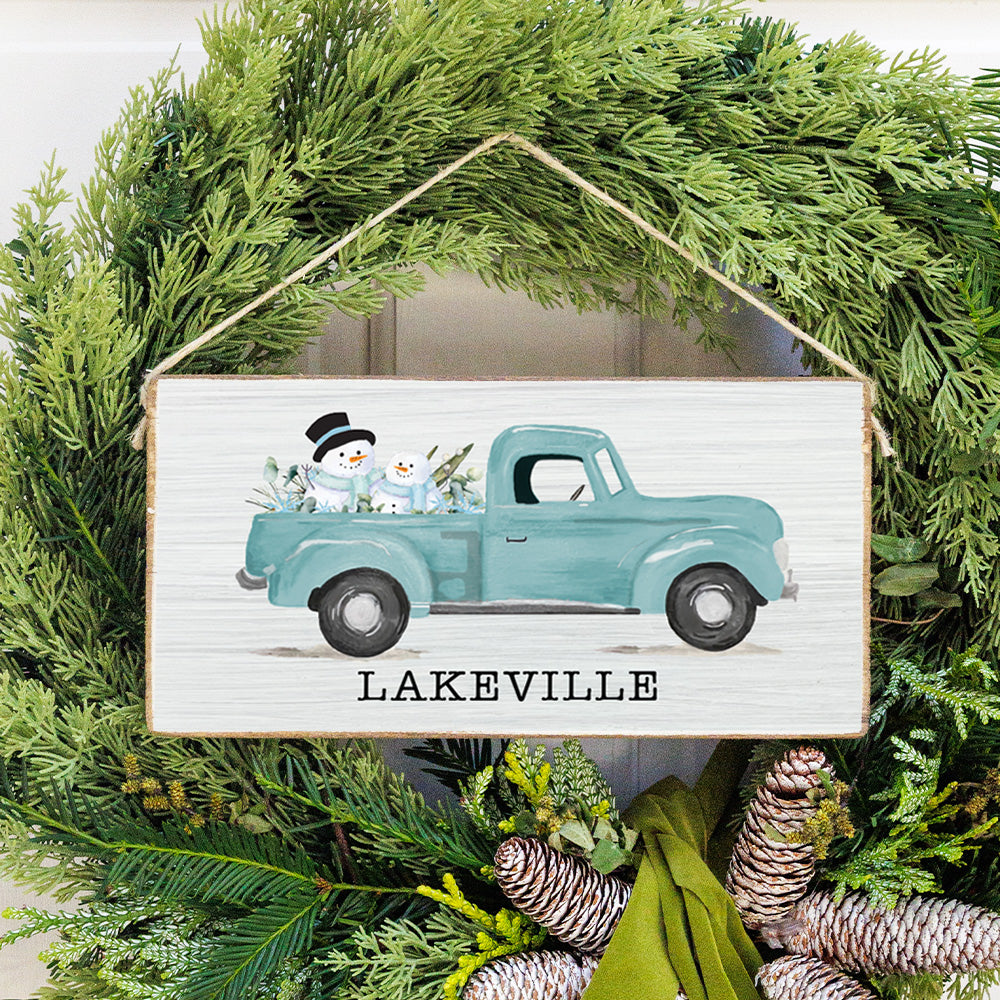 Personalized Snowmen Truck Twine Sign