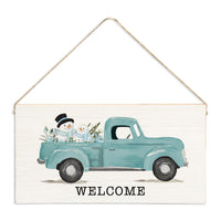 Snowmen Truck Personalized Twine Sign