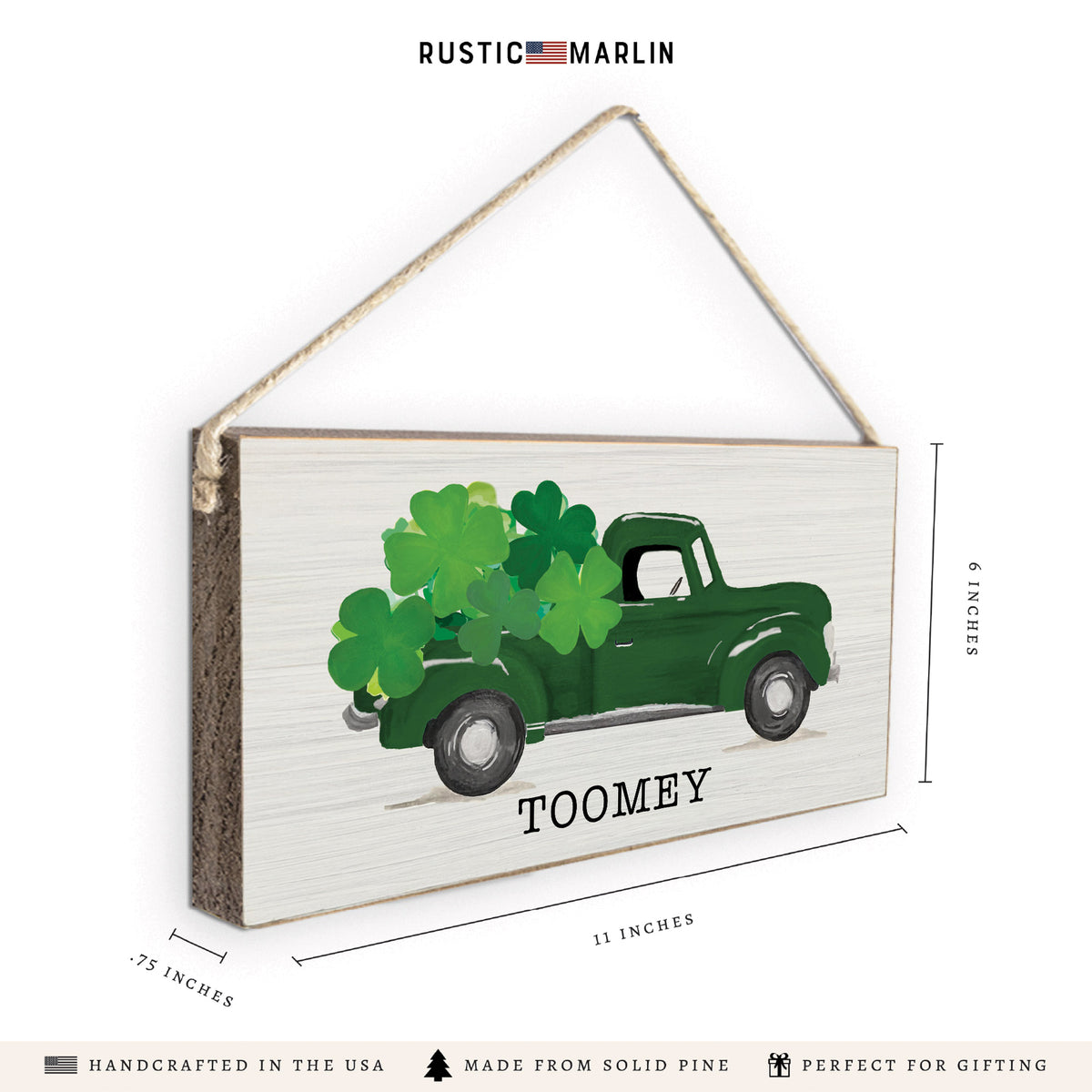 Shamrock Truck Personalized Twine Sign