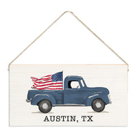 Flag Truck Personalized Twine Sign