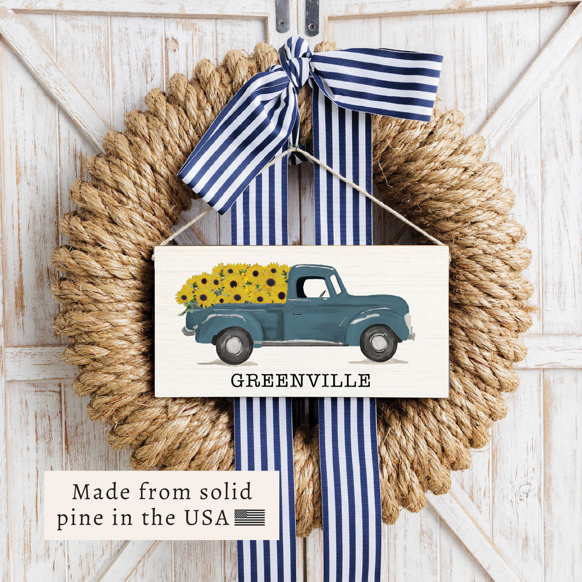Sunflower Truck Personalized Twine Sign