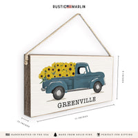 Sunflower Truck Personalized Twine Sign