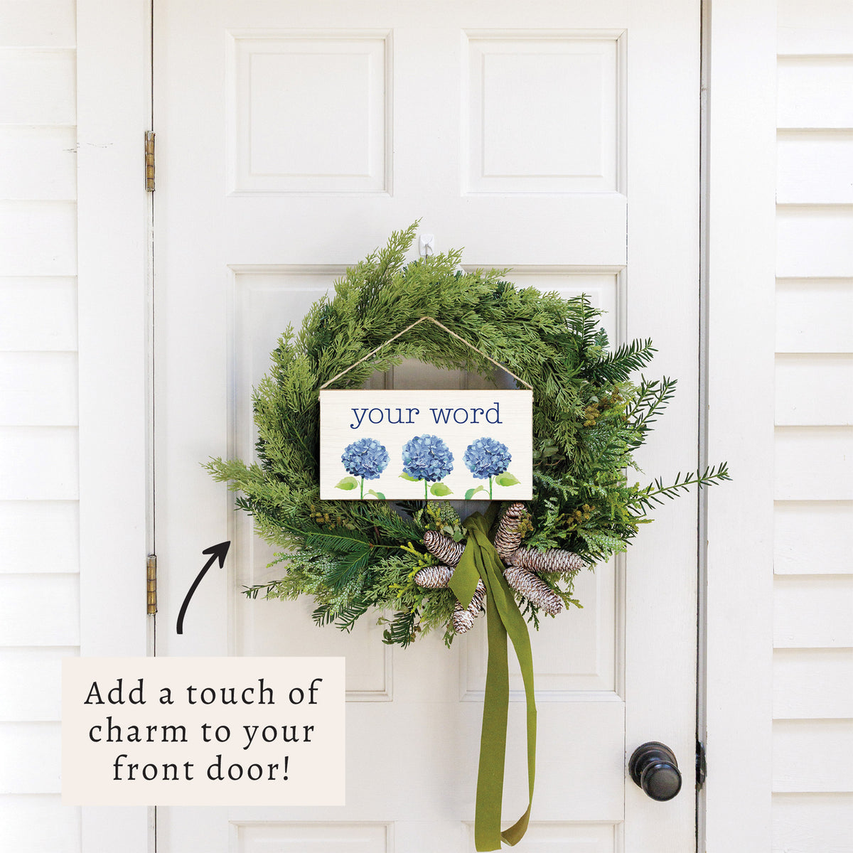 Hydrangea Personalized Twine Sign