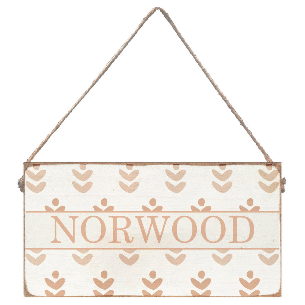 Repeating Floral Personalized  Twine Sign