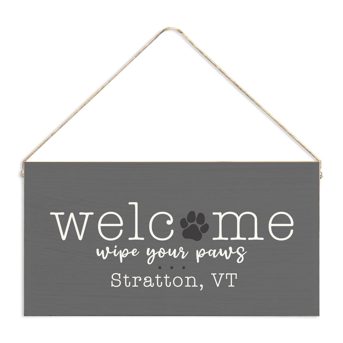 Wipe Your Paws Personalized Twine Sign