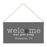 Wipe Your Paws Personalized Twine Sign