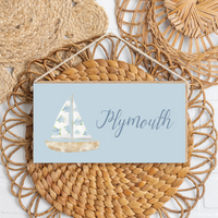 Hydrangea Sailboat Personalized Twine Sign
