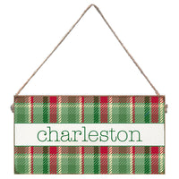 Christmas Plaid Personalized Twine Sign
