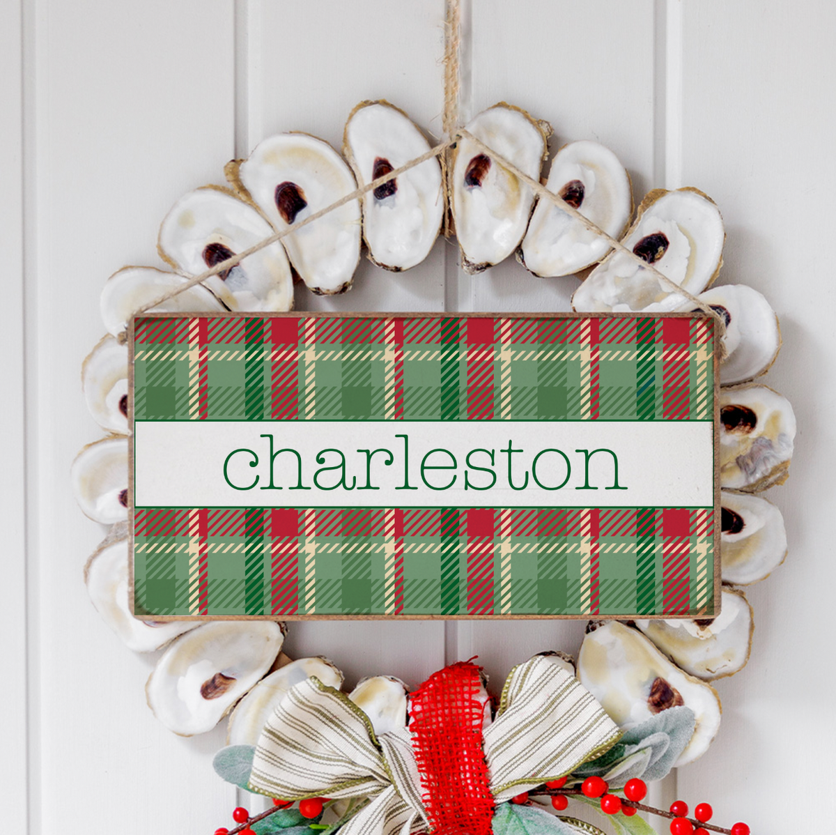 Personalized Christmas Plaid Twine Sign
