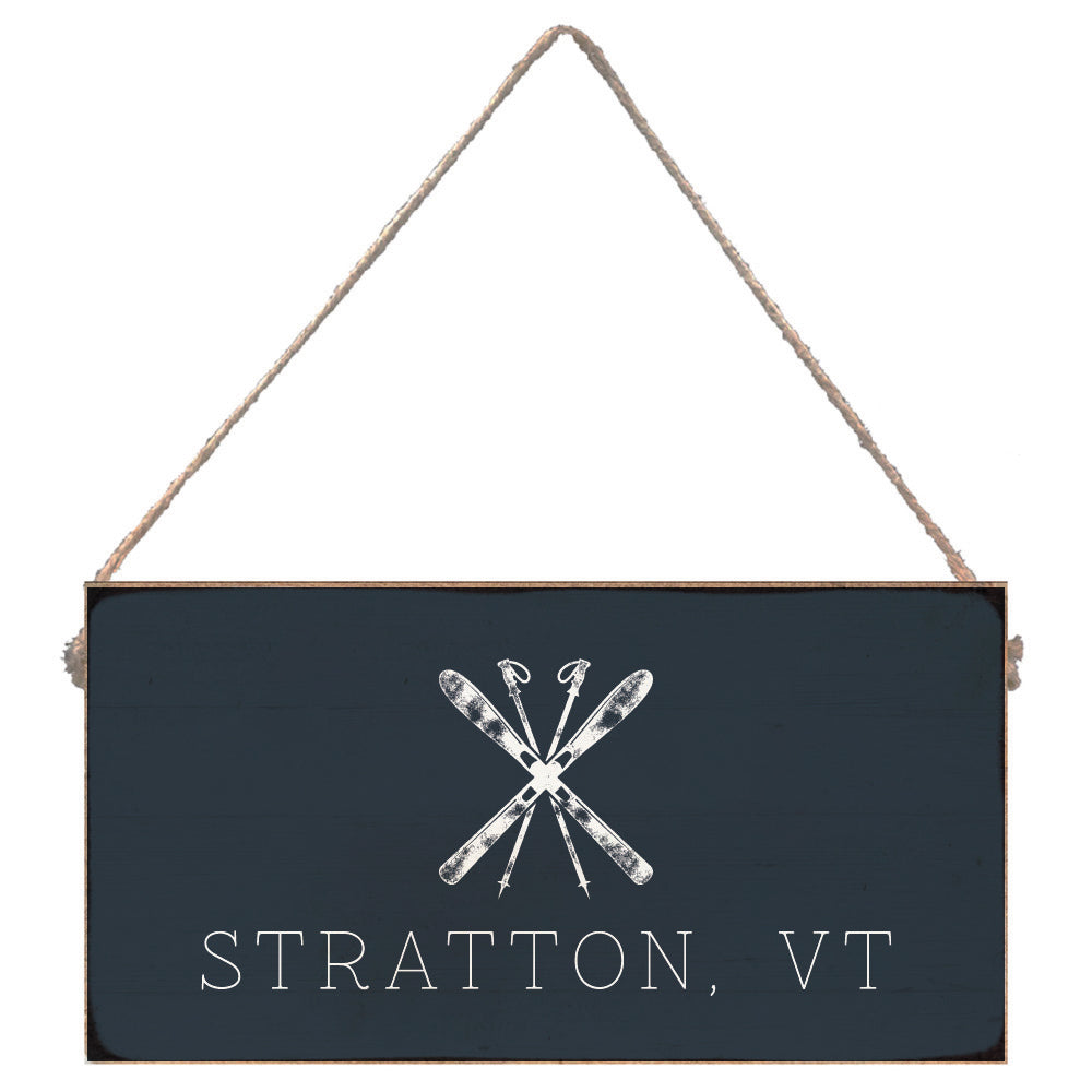 Navy Blue Ski Personalized Twine Sign