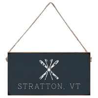 Navy Blue Ski Personalized Twine Sign