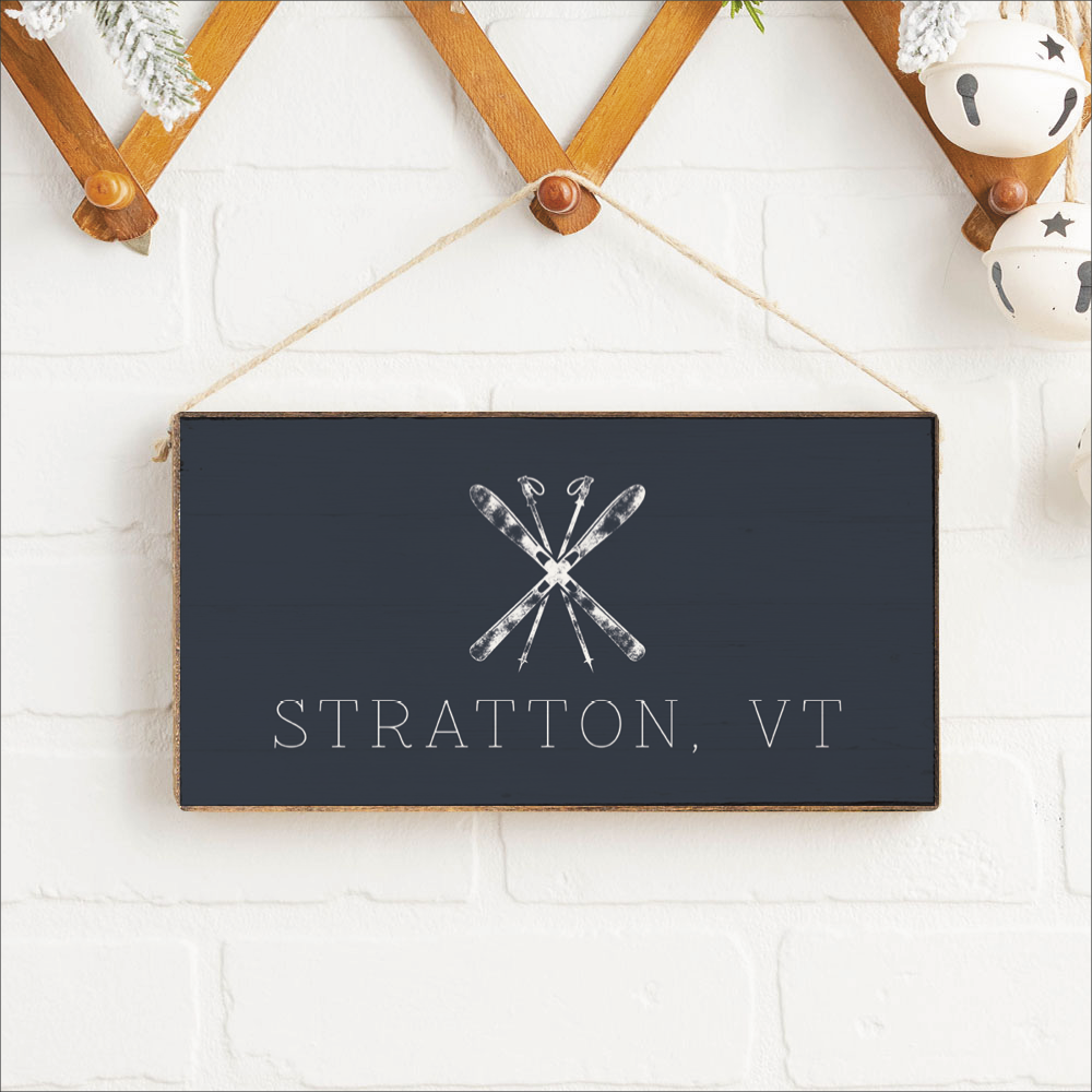 Personalized Navy Blue Ski Twine Sign