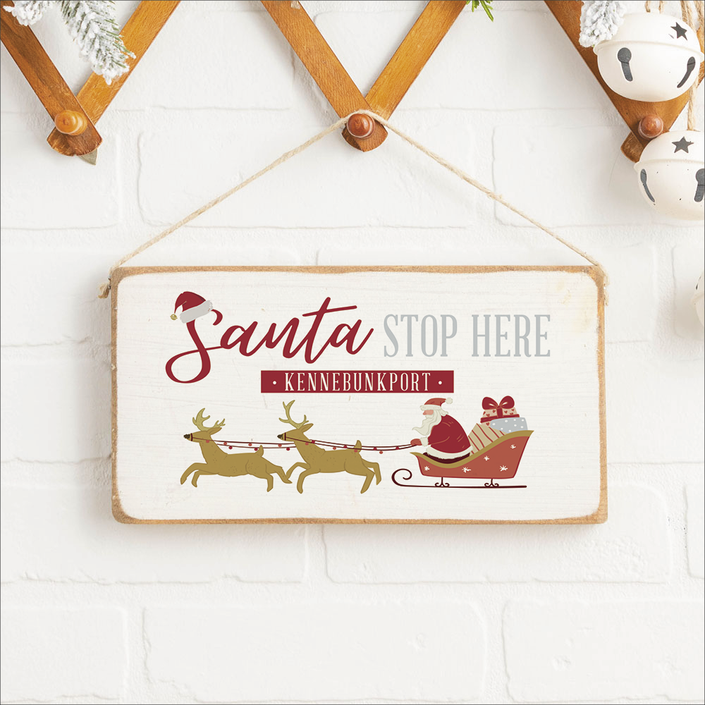 Personalized Santa Stop Here Twine Sign
