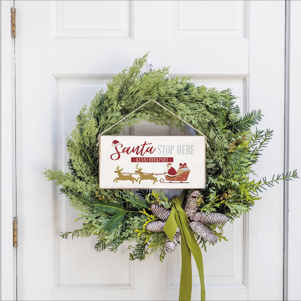 Personalized Santa Stop Here Twine Sign