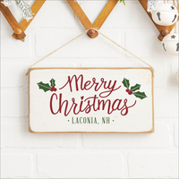 Personalized Merry Christmas Holly Leaves Twine Sign