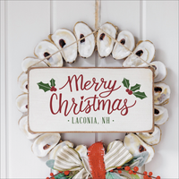 Personalized Merry Christmas Holly Leaves Twine Sign