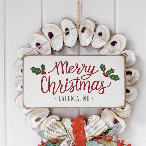 Personalized Merry Christmas Holly Leaves Twine Sign