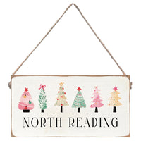 Merry & Bright Festive Christmas Trees Personalized Twine Sign