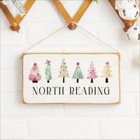 Personalized Merry & Bright Festive Christmas Trees Twine Sign