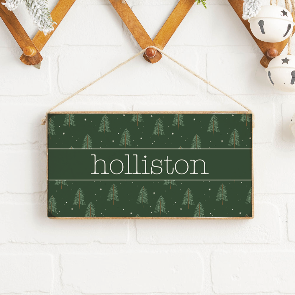 Personalized Evergreen Christmas Tree Twine Sign