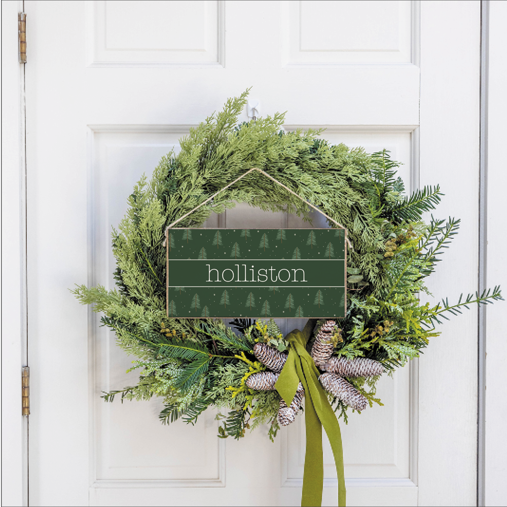 Personalized Evergreen Christmas Tree Twine Sign