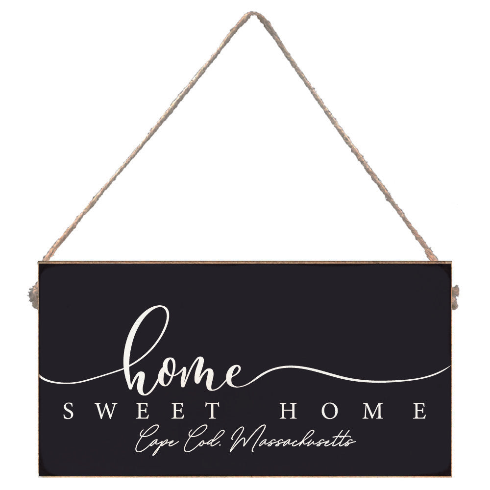 Dark Navy and White Home Sweet Home Personalized Twine Sign