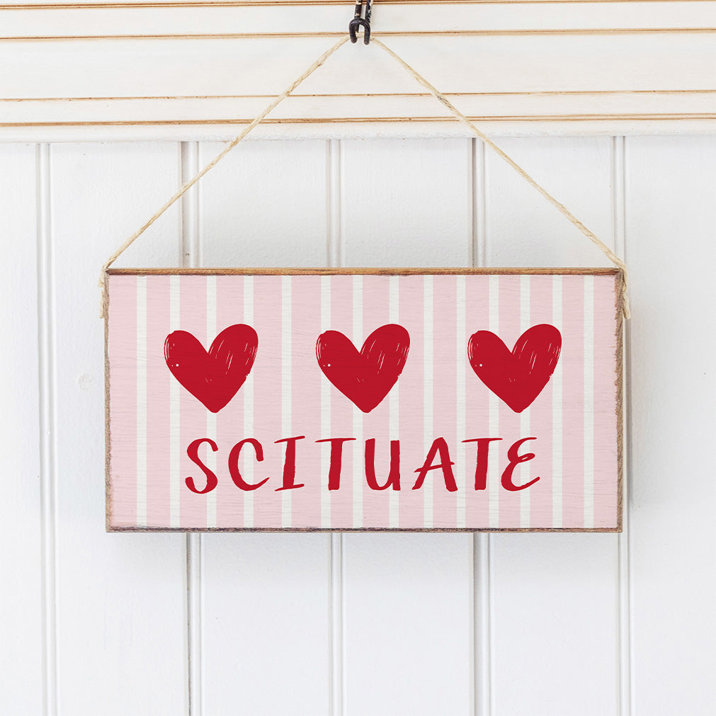 Personalized Pink Striped Heart Twine Sign