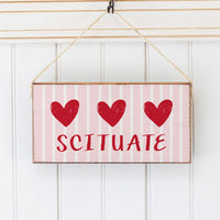 Pink Striped Heart Personalized Twine Sign
