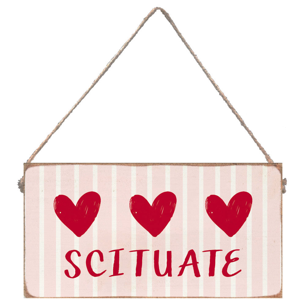 Pink Striped Heart Personalized Twine Sign