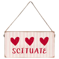 Pink Striped Heart Personalized Twine Sign